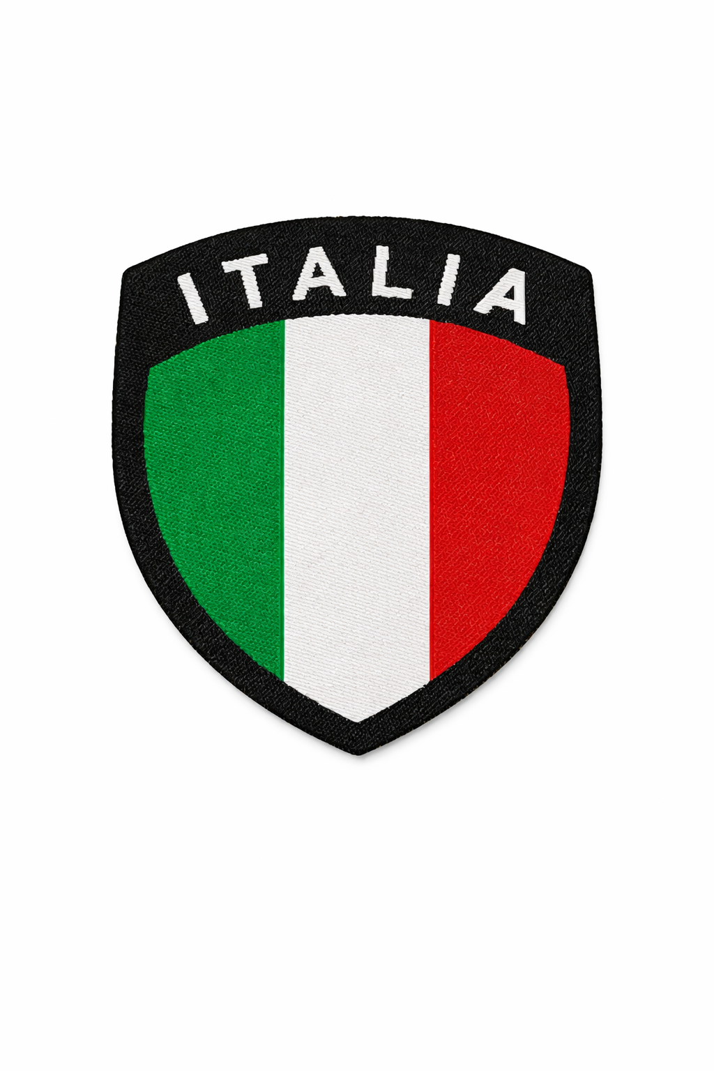 Patch-Toppa Microricamata in HD/Jacquard (Alta Definizione) Scudetto Italia Termoadesiva, Micro Filo, Dimensioni : H. cm.6,5 x L. cm.6 - Made in Italy