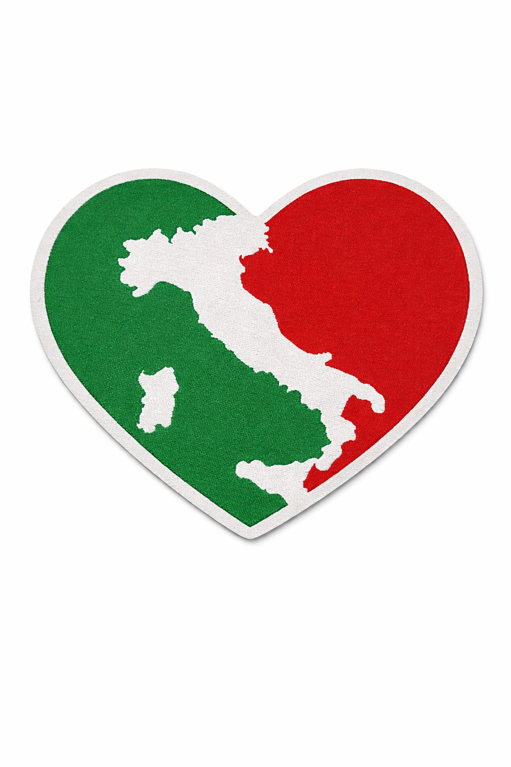 Patch-Toppa Microricamata in HD/Jacquard (Alta Definizione) ITALIA nel CUORE Termoadesiva, Micro Filo, Dimensioni: H.cm.8, XL.cm.9,3-Made in Italy