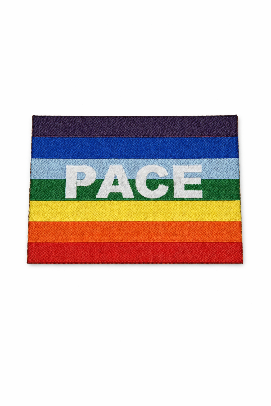 Patch-Micro-embroidered Patch in HD/Jacquard (High Definition) Peace Flag Iron-on, Micro Thread, Dimensions: H.cm.6 X L.cm.8 - Made in Italy